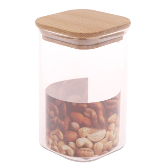 Square Glass Jar 280ml – GPG16-280/L3 with Bamboo Lid