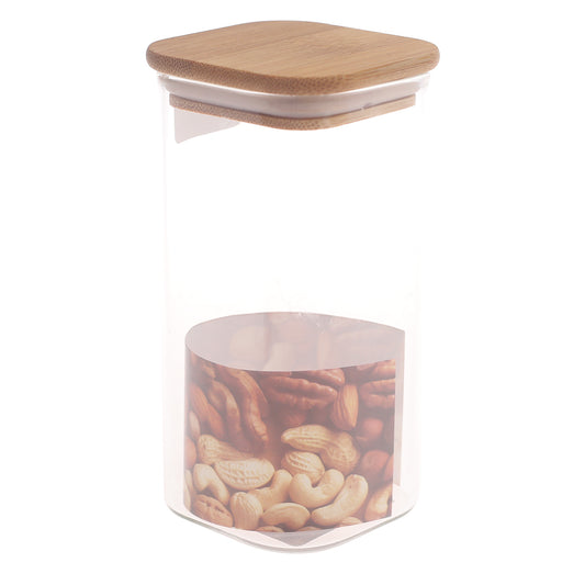 Square Glass Jar 330ml – GPG16-330/L3 with Bamboo Airtight Lid