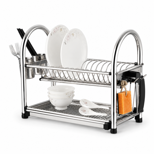 Iron Kitchen Rack – 85 cm Double Layer Dish Drainer