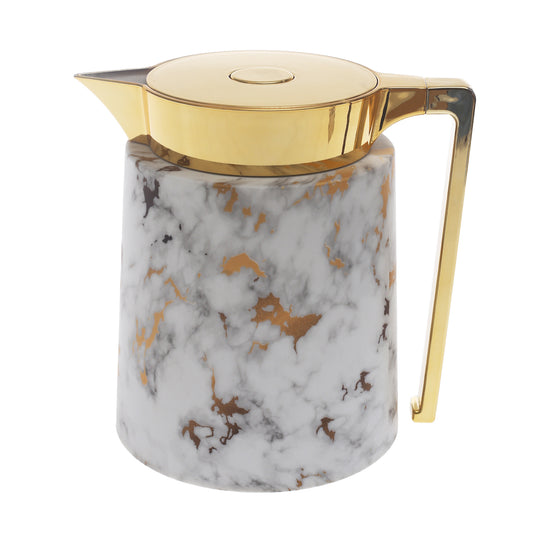 Royalford Marbo Arabic Vacuum Flask 1.0L – White & Gold