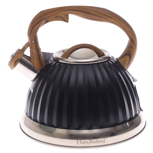 Haus Roland Whistling Kettle – 6-1 (Black with Wood Finish Handle)