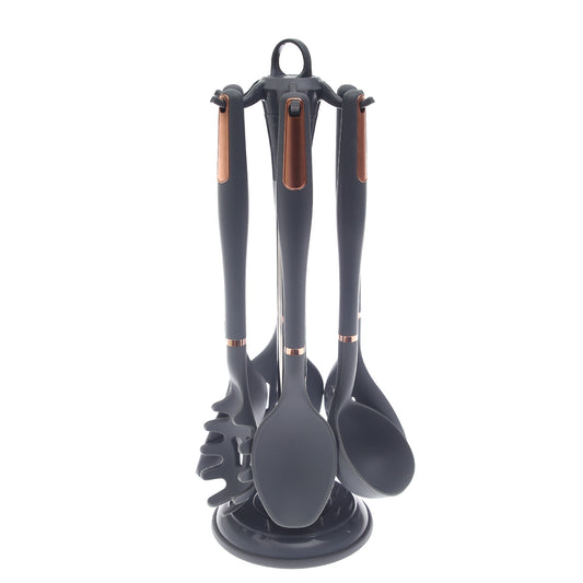 Silicone Cooking Spoon Set with Stand – Grey (11-3)