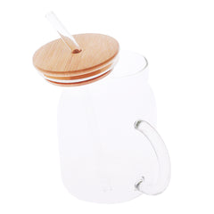 Glass Sipper with Wooden Lid & Straw – 600ml (3-7)
