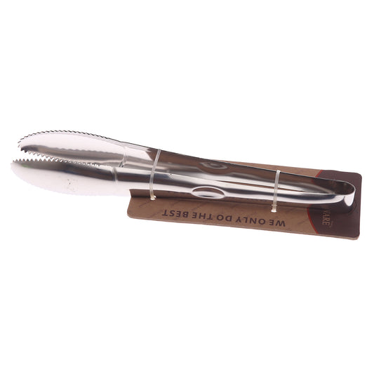 Stainless Steel Serrated Kitchen Tongs – Silver Grip & Serve Tool