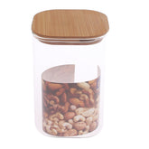 Square Glass Storage Jar with Wooden Lid – 1200 ml (GPG16-1200, Medium) - Habitt