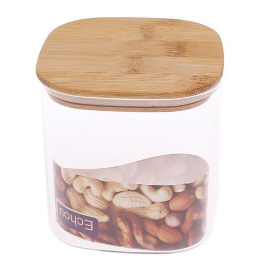 750 ml Square Glass Jar with Bamboo Lid