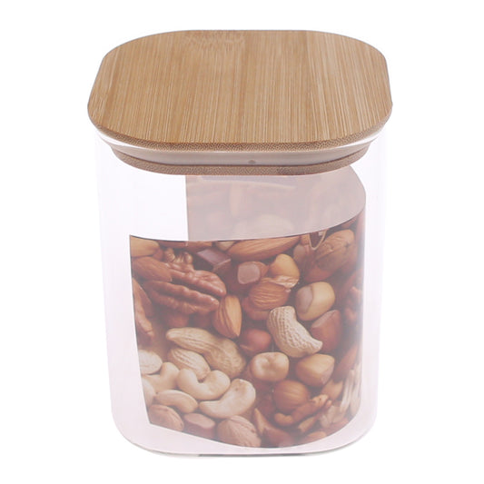 950 ml Square Glass Jar with Bamboo Lid