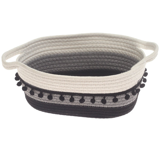 Large Black & White Storage Basket – (7.5 × 12 × 6 Inch)