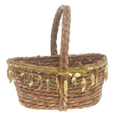 Storage Basket – Medium Brown Handwoven Decorative Basket with Handle (6 x 9 x 9 Inch) - Habitt