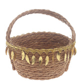 Storage Basket – Medium Brown Handwoven Decorative Basket with Handle (7 x 7 x 10 Inch) - Habitt