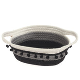Storage Basket – Small Black & White Woven Rope Basket with Handles (5 x 9 x 4.5 Inch) - Habitt