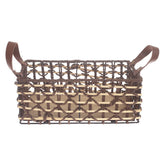 Storage Basket – Small Brown Woven Organizer with Handles (8 x 12 x 5 Inch) - Habitt