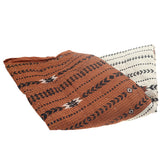 Boho Tribal Printed Bedspread – Linear Screen Print Cotton Bed Cover in Off White & Rust | Ethnic Warm Bohemian Bedding - Habitt