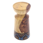 Small Wooden Candle Stand – Blue & Black | Elegant Decorative Holder - Habitt