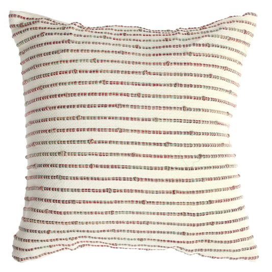 Rang Textured Cushion Cover 20x20 – Handwoven Cotton Throw Pillow in Neutral Earth Tones