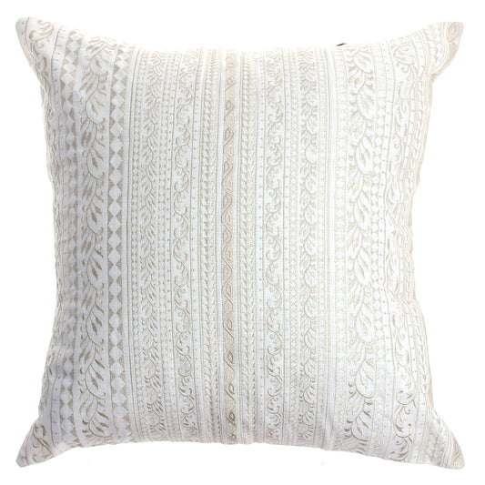White Jaal Cushion Cover 20x20 – Elegant Cotton Embroidered Throw Pillow Cover