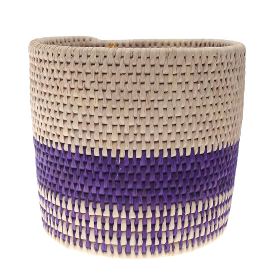 Handwoven Blue & White Dustbin Basket – 10x10 cm (UC-B-08)