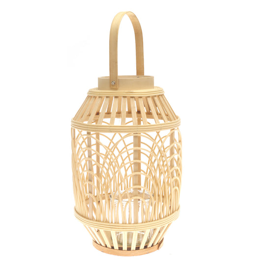 Handcrafted Hanging Lantern – Medium Natural Bamboo Design
