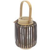 Black Hanging Lantern Small 9 Inch | Bamboo & Glass Decorative Candle Lantern - Habitt