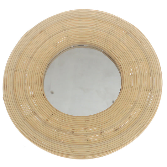 Handwoven Natural Mirror – Round Bamboo Frame Wall Mirror