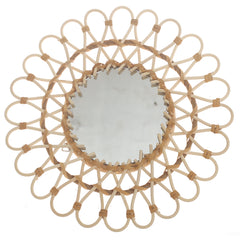 Handwoven Natural Mirror – Decorative Bamboo Loop Frame Wall Mirror