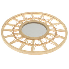 Natural Round Mirror 17.5 x 17.5 Inch Handwoven Bamboo Frame