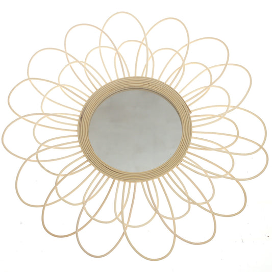 Handwoven Natural Mirror – Decorative Bamboo Loop Frame Wall Mirror