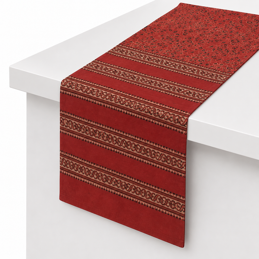 Madder Floral Runner 14x45" – Rustic Ethnic Printed Table Runner