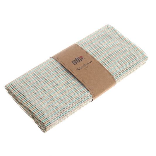 Blue Textured Bamboo Table Runner 13x72 – Eco-Friendly Woven Table Decor
