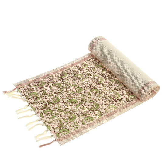 Gul Chhap Bamboo Table Runner 13x72" – Long Floral Eco-Friendly Dining Runner