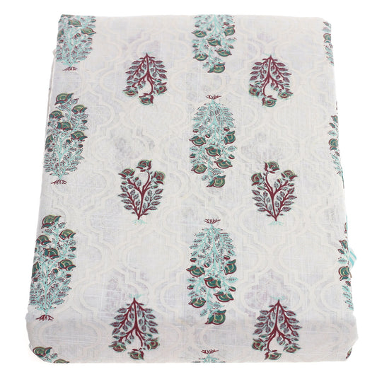 Gulbahar Cotton Table Cover 62x92" – Hand Block Printed Floral Dining Tablecloth
