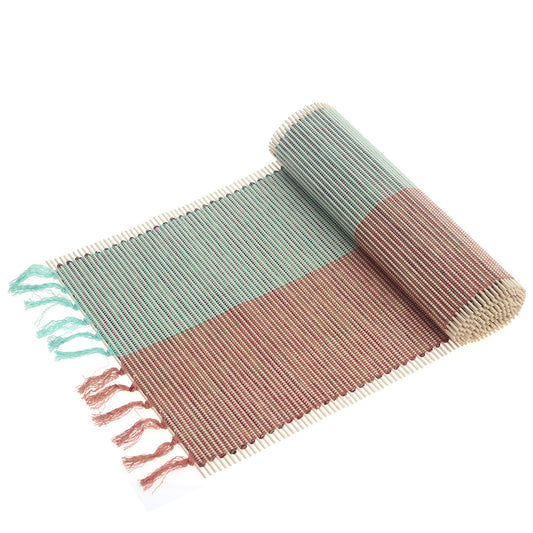 Shaded Pastels Bamboo Table Runner 13x45" – Eco-Friendly Handwoven Dining Accent