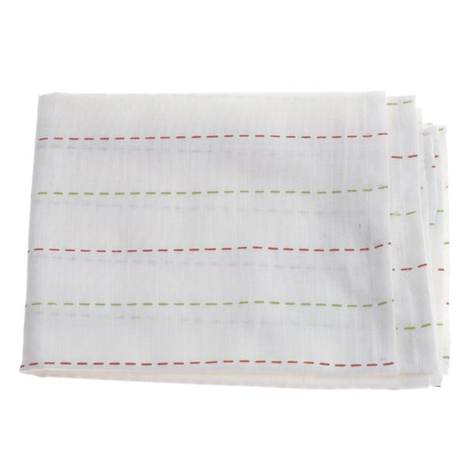 White Kantha Cotton Napkins – Set of 2 Hand-Stitched Table Napkins