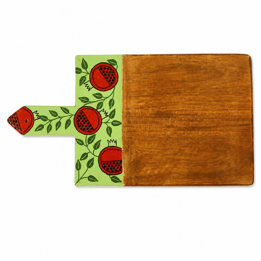 Handpainted Pomegranate Charm Wooden Platter - Habitt