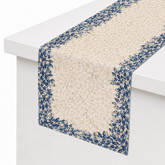 Beige & Gold Floral Textures Screen Print (Mother of Pearl) Runner 14x45" – Elegant Decorative Table Runner