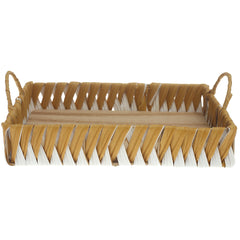 Tray Small White & Yellow – Handwoven Decorative Serving Tray (10 x 14 Inch)
