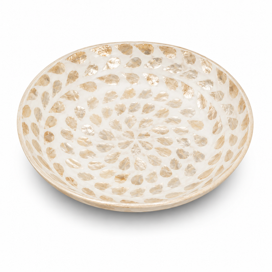 Oval Mother of Pearl Platter Small – Beige & Ivory Decorative Inlay Bowl