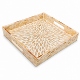 Small Mother of Pearl Decorative Tray with Handles – Mosaic Accent Tray