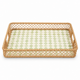 Small Mother of Pearl Decorative Tray with Woven Rattan Frame