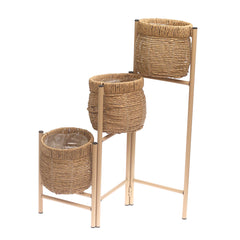 Natural Woven Planter with Metal Stand – 32 Inch Height