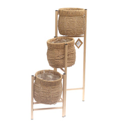 Natural Woven Planter with Metal Stand – 32 Inch Height