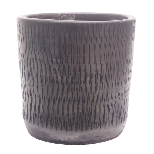 Natural Linear Textured Planter Set – Boho Rustic Indoor Plant Pots (Large & Small) | Modern Minimal Home Décor - Habitt