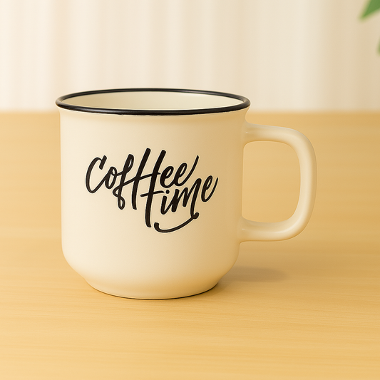 “Coffee Time” Ceramic Mug – Vintage Style Coffee & Tea Cup
