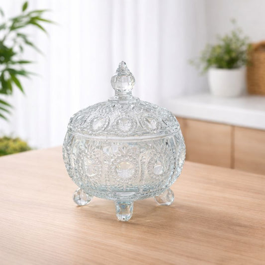 Crystal Cut Glass Storage Jar with Lid - Habitt