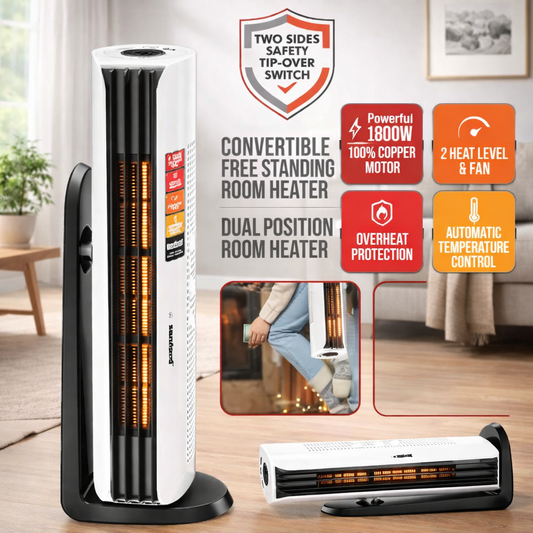 Sanford Convertible Room Heater 1800W – Model SF1214RH | Standing & Floor Heater with Fan - Habitt