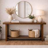Nysa Solid Wood Console Table – Modern Storage Cabinet with Dual Drawers for Entryway & Living Room - Habitt