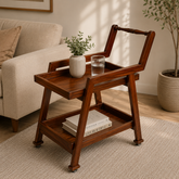 2-Step Sheesham Wood Tea Trolley with Wheels