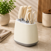 7 Pcs Stainless Steel Knife Set with Modern Block – Available in White & Black