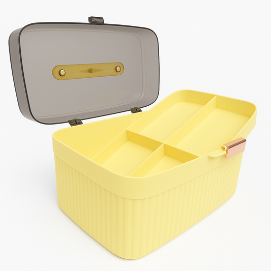 Large Multipurpose Plastic Storage Box with Lid – Yellow Organizer for Home & Office