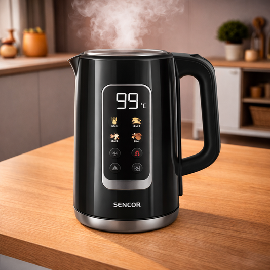 Sencor Electric Kettle with Digital Temperature Display – Modern Variable-Temperature Kettle (SWK 0951BK) - Habitt